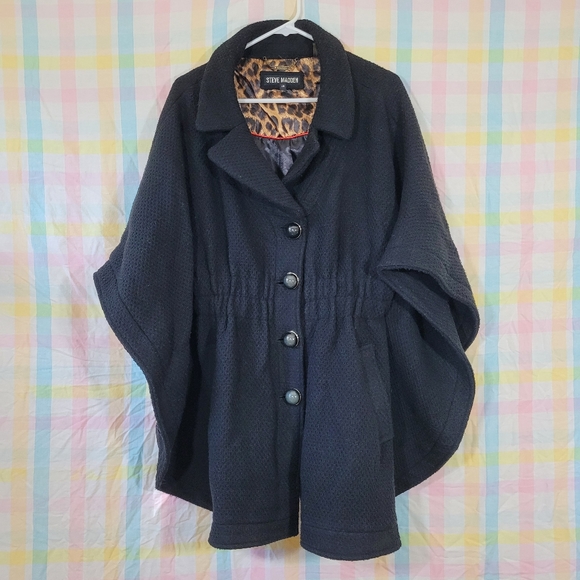 Steve Madden shacket poncho sweater overcoat heavy lined fall outerwear - Picture 2 of 10